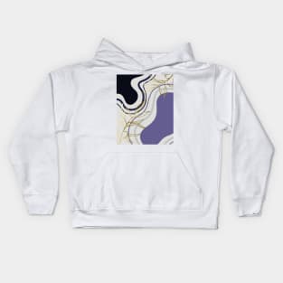 Abstract Shapes and Florals - Pastel Purple, Navy Blue, and Gold Kids Hoodie